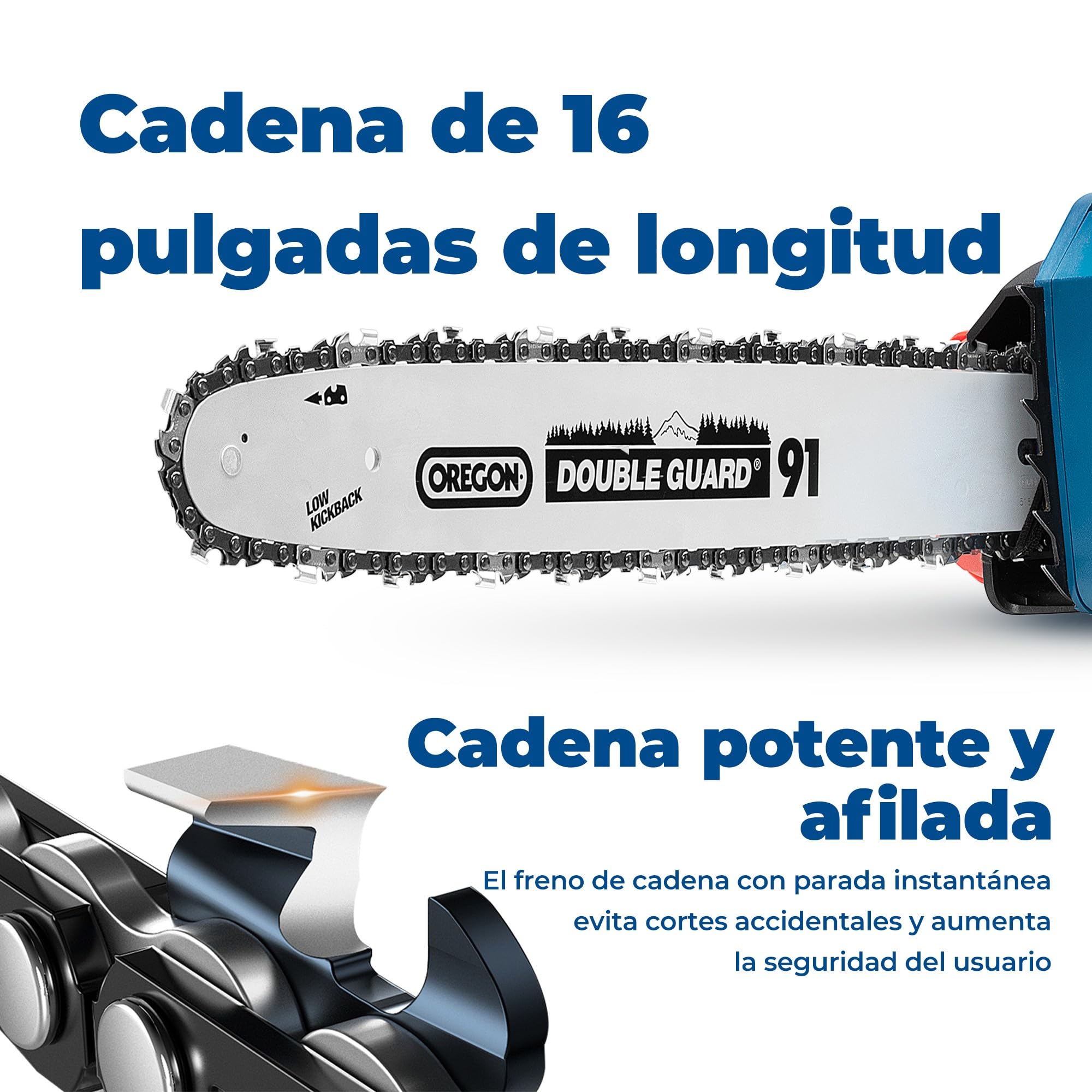 DongCheng Motosierra inalámbrica 40V, Motosierra con batería de 38 cm de longitud de corte, Motor sin escobillas 14 m/s de velocidad de corte, Motosierra con batería con 2x4.0Ah de batería y cargador