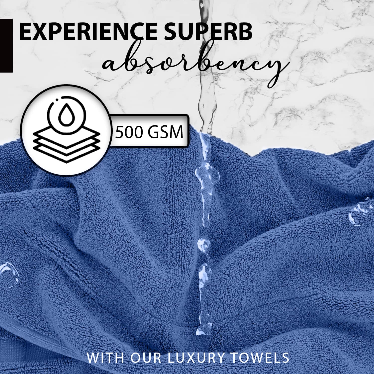 KAHAF COLLECTION Toallas de baño 100 % algodón, 24 x 48 pulgadas, secado rápido, altamente absorbentes, suaves al tacto, gimnasio, spa, baño, ducha, piscina, toallas suaves de lujo (azul, 24 x 48