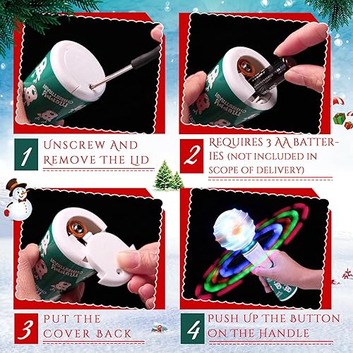 Miniatura 3 de Shappy 3 Pcs Christmas Light Up Spinner Toy, 8.7 Inch LED Santa Claus Light Up Wand, Rotating and Colorful Fun Gift for Parties, Sensory Rooms