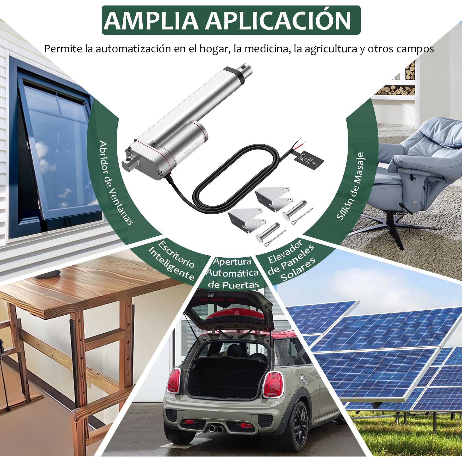 JiGiU Actuador Lineal 750N 150mm DC 12V 10mm/s IP65 Heavy Duty para Coche RV Puerta Eléctrica