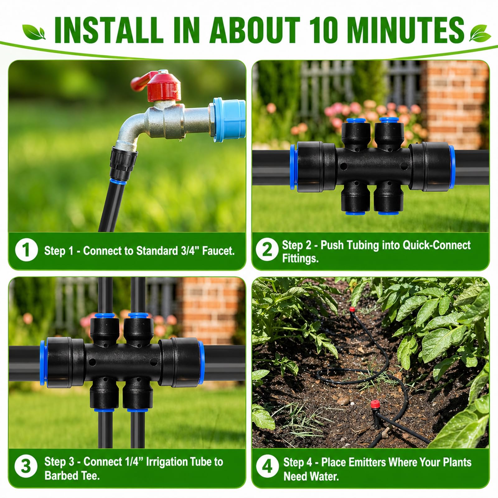DANGZW Kit di irrigazione a goccia da 100 m, sistema di irrigazione automatica da giardino con tubi da 1,27 m e 60 m da 6,3 cm, spruzzatori regolabili per aiuole rialzate, prato, serra
