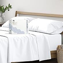 Mayfair Linen 100% Organic Cotton Sheets Queen Size - 4 PC White Organic Cotton Percale Sheets Queen Set, Soft, Cooling & Breathable Bedsheets, 16" Deep Pocket Hotel Bedding Set - GOTS Certified