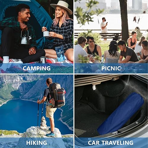 Miniatura 6 de WILD FUN Almohadilla de dormir doble, colchón de espuma viscoelástica de 2 pulgadas, colchón de campamento para 2 personas con almohada, almohadilla