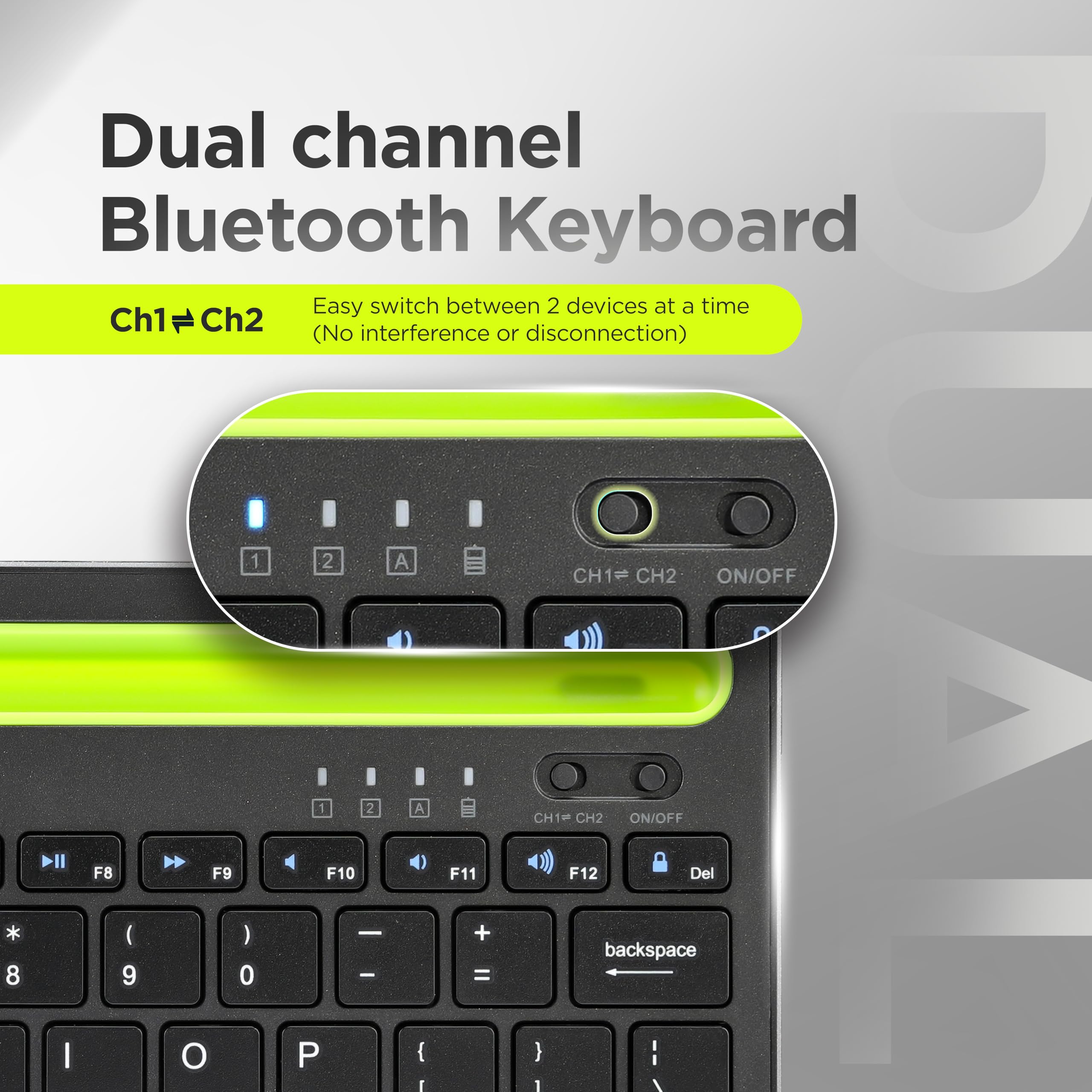 acer Swift Slim Multi-Device Wireless Rechargeable Keyboard with Cradle for Tablet and Phone | Dual Channel Switch | Compact, Quiet | Compatible with Win/Mac, Desktop, Tablet, Smartphone, Laptop 1
