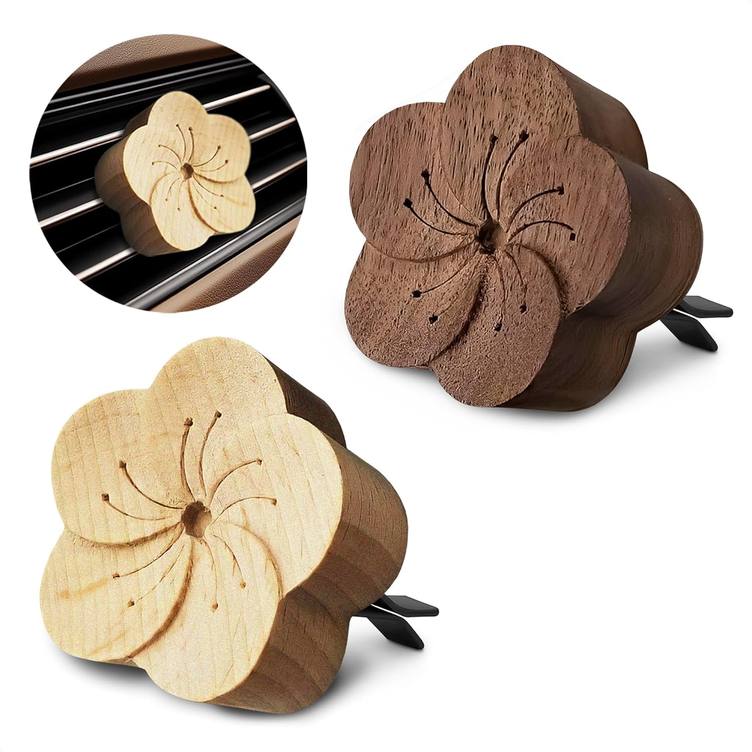 2 Pcs Car Diffusers for Essential Oils – Wooden Car Essential Oil Diffuser Vent Clip with Magnetic Clip, Easy to Use for Refreshing Your Space – Vintage Design for Aromatherapy at Home & in Car 2 Pcs Car Diffusers for Essential Oils – Wooden Car Essential Oil Diffuser Vent Clip with Magnetic Clip, Easy to Use for Refreshing Your Space – Vintage Design for Aromatherapy at Home & in Car
