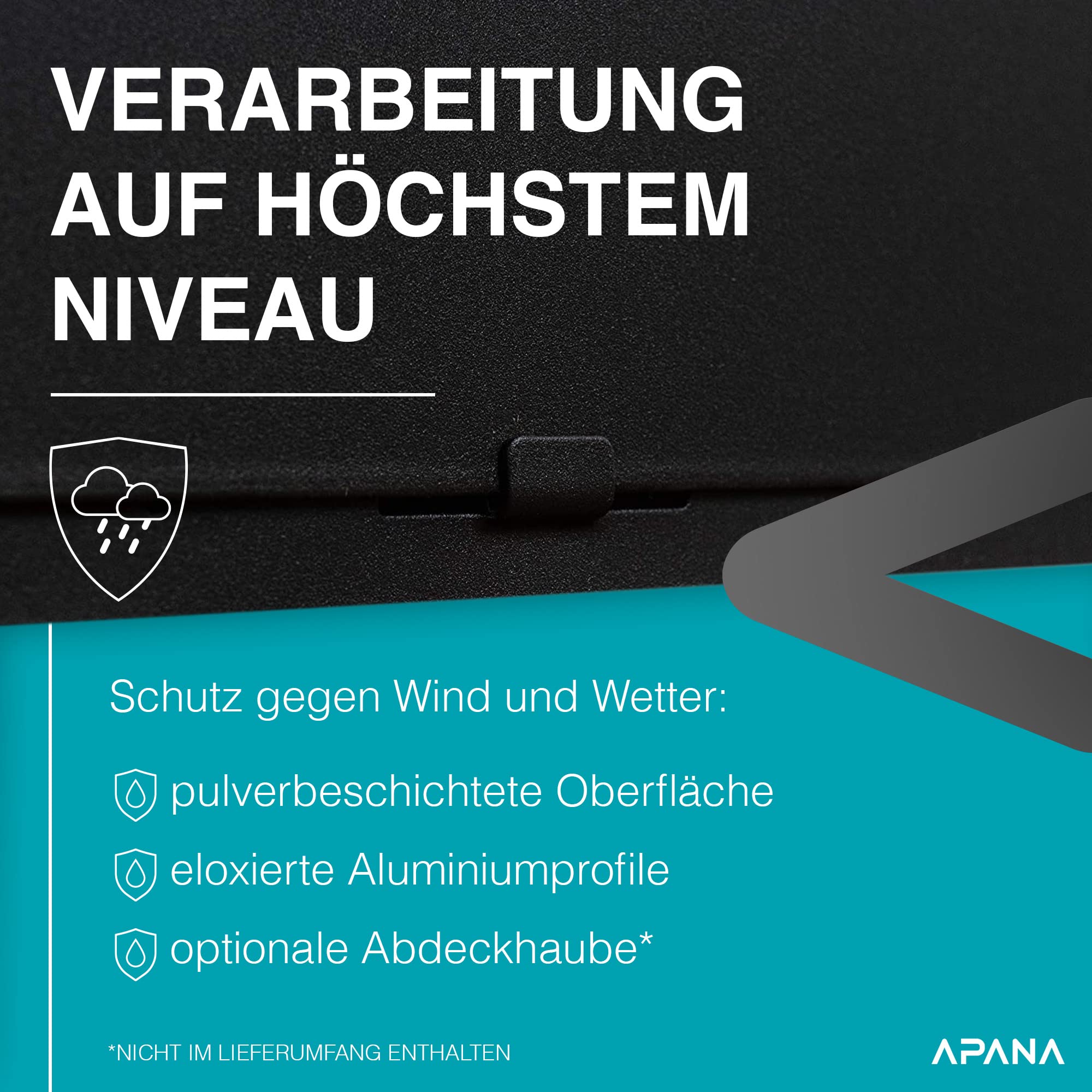APANA Gasheizer 12,5 kW Bellamente Cristal – Gas Heizpilz in Schwarz mit Transportrollen – Terrassenheizer mit Umkippsicherung & Abschaltautomatik – Outdoor Heizstrahler für Garten & Balkon