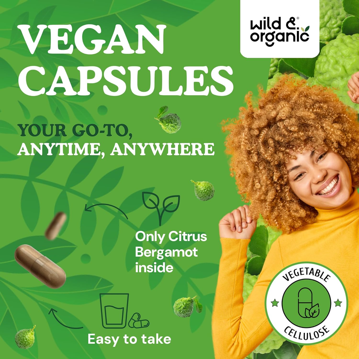 Wild & Organic Citrus Bergamot Capsules 12500 mg - Antioxidant & Overall Support - Citrus Bergamot Extract Capsules - Bergamia Fruit Powder Supplement - Vegan, No Fillers, Non-GMO - 60 Count - Image 4