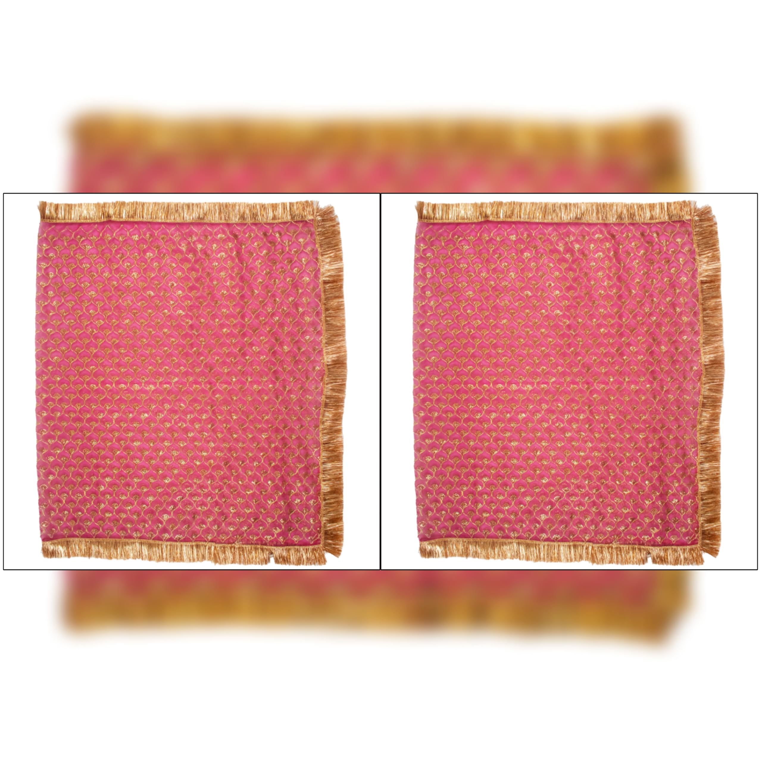 DulhanDulhan 1 pc Full size Puja Chunri for Navratra Diwali Kanya Pujan, Maa Durga Pooja, Laxmi mata chunni, Net Dupatta for Girls with Golden Jharokha Embroidery