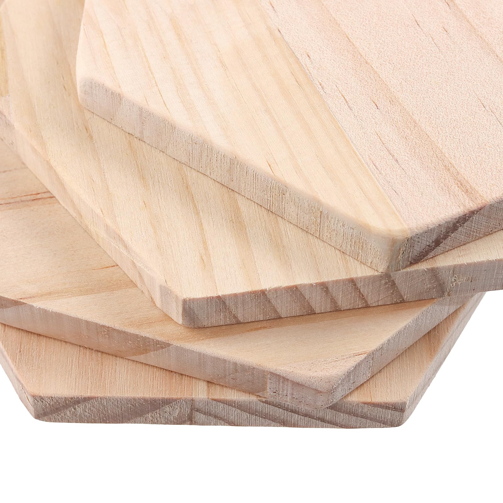 HOIGON Paquete de 30 posavasos de madera hexagonales de 10 x 10 x 0,9 cm, con calcomanías de puntos antideslizantes, posavasos de madera a granel para mesa de café, mesa de comedor, bar