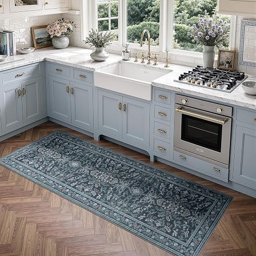 DCX Blue Vintage Floral Hallway Runner 2x6