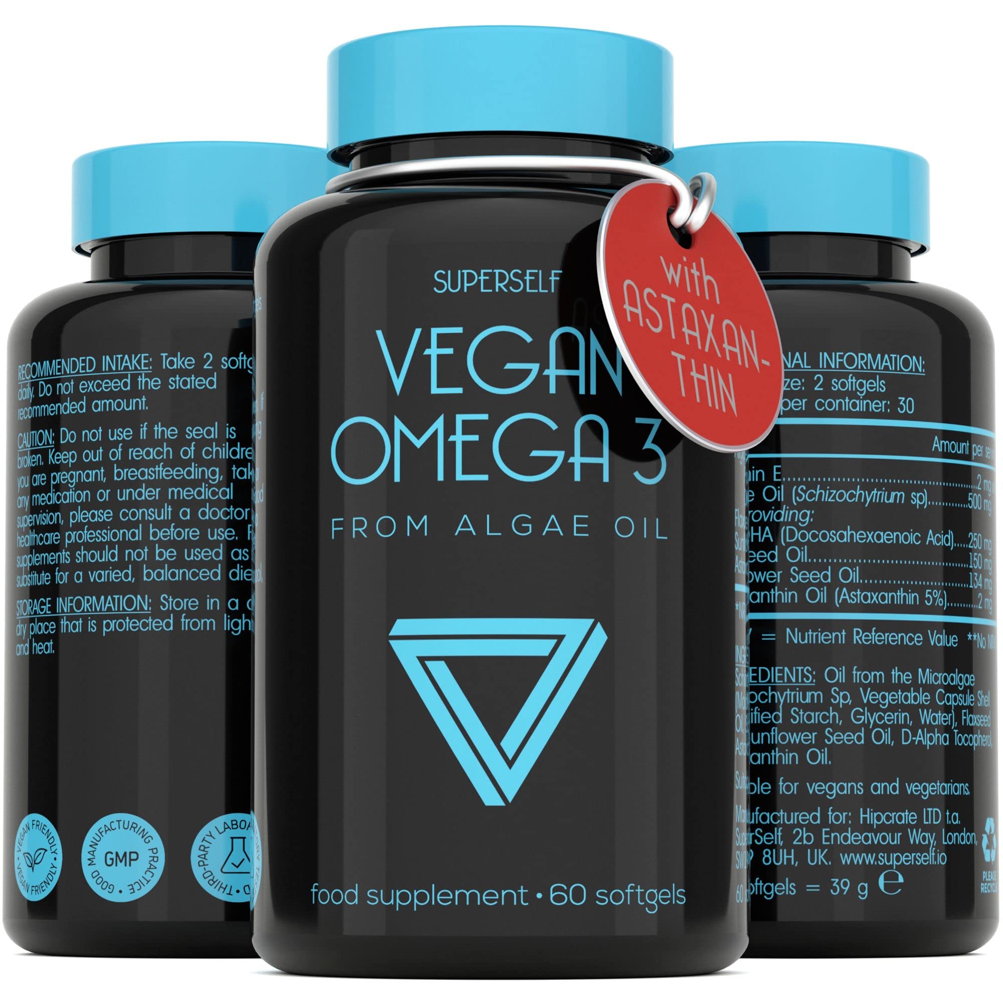 Buy Vegan Omega 3 Capsules Algae Oil 500mg High Strength DHA 250mg