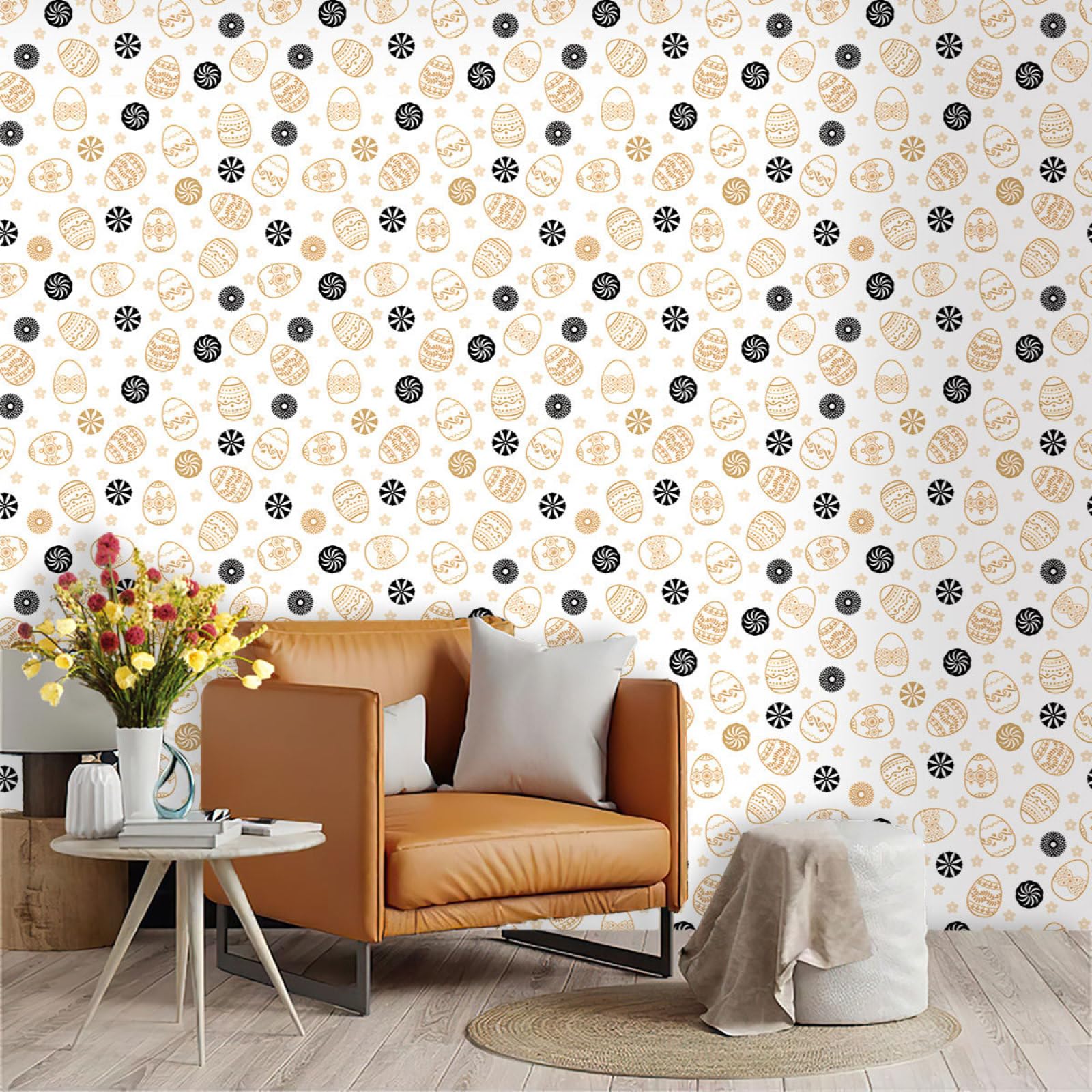 Wallpaper Black Circle Peel and Stick Self Adhesive Wallpaper for Living Room Waterproof Vinyl, Art Deco Thicken Sticky Back Plastic Removable