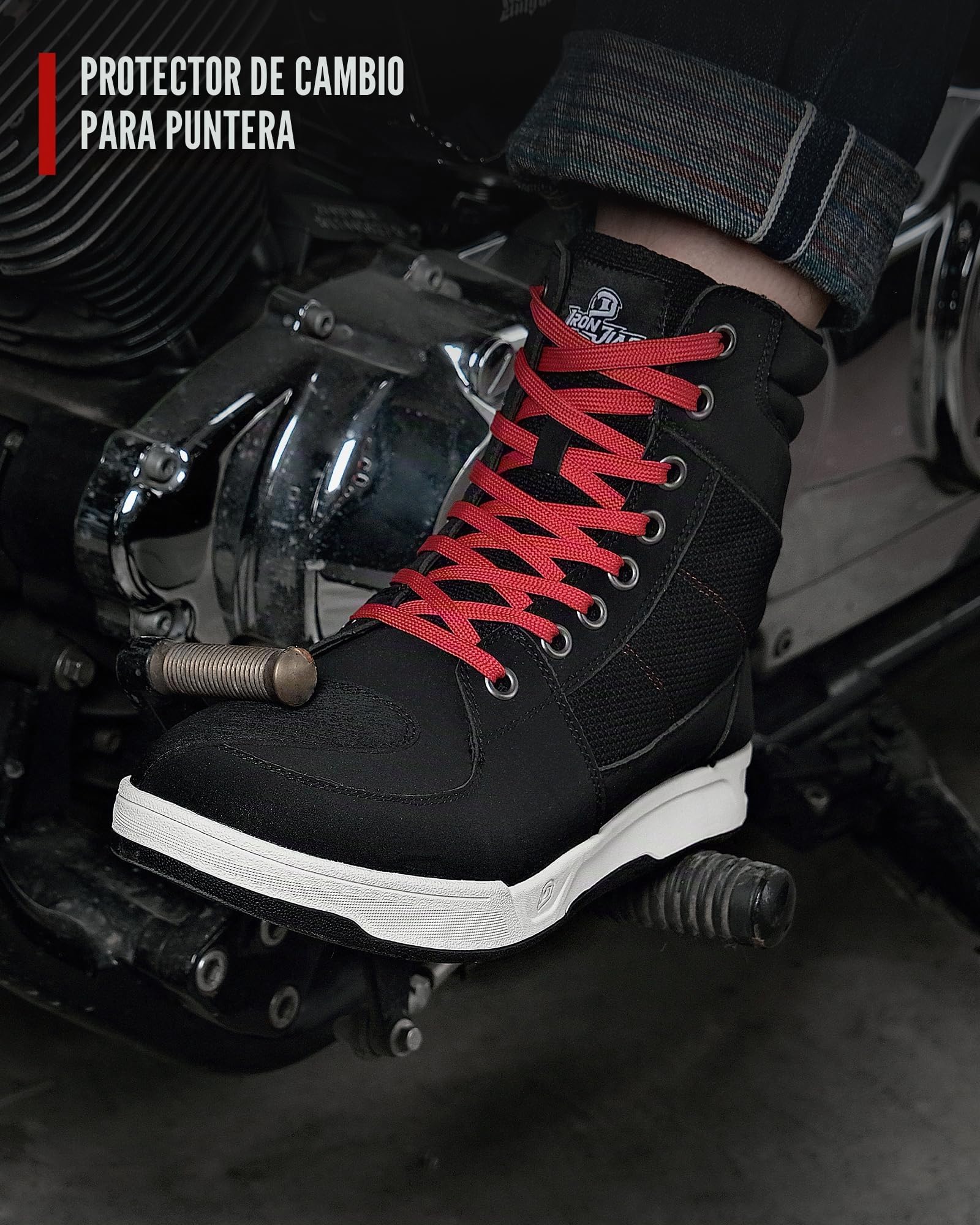 Botas de Moto Hombre Zapatillas de Moto Casuales Antideslizantes, Botas Moto Zona Tobillo Reforzado Zapatillas de Motocross Negro 40-46