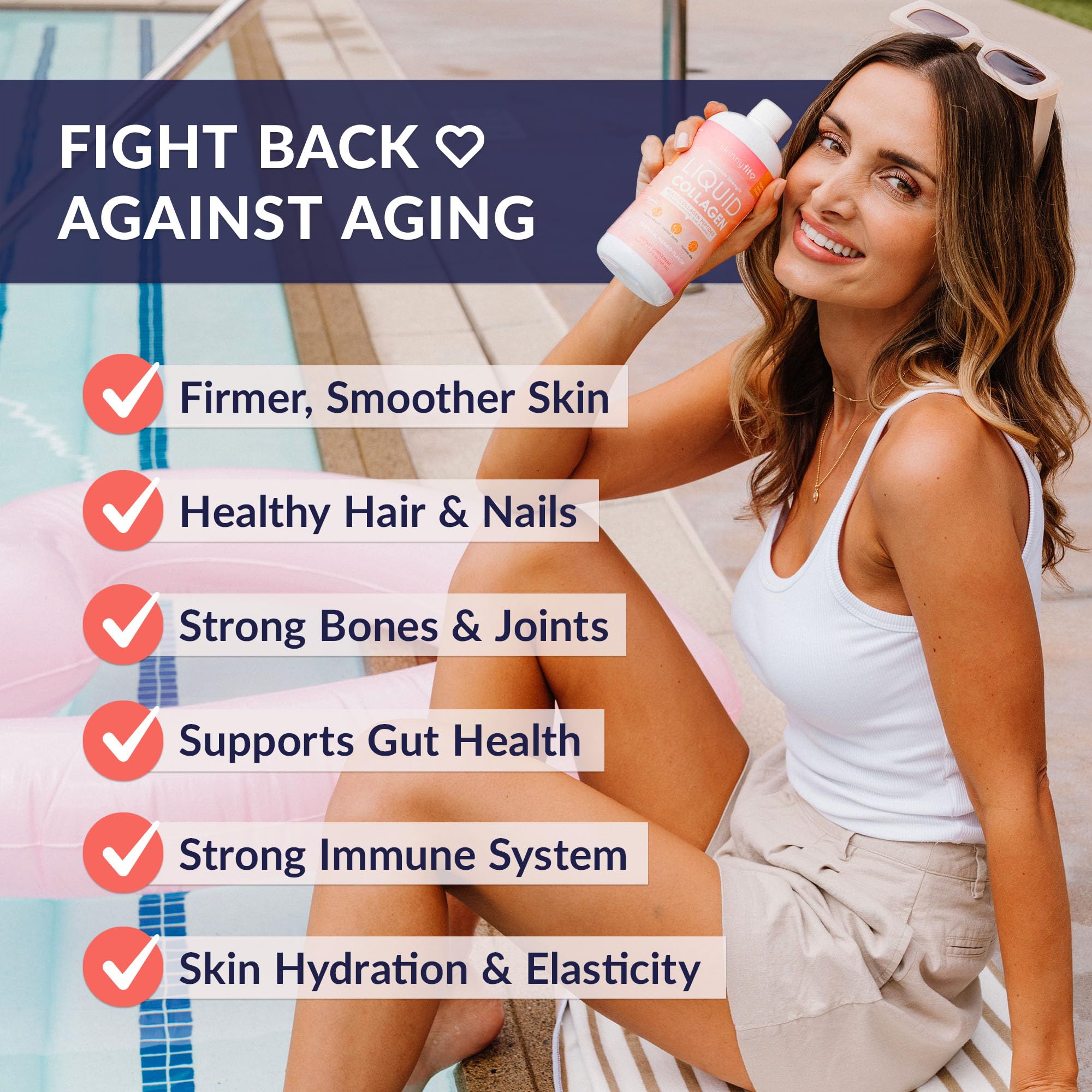 SkinnyFit - Liquid Collagen, Tropical Mango (24 Servings) - Multi Collagen Peptides - D-Biotin, Hyaluronic Acid, Vitamin C - Non GMO, Gluten Free - Dairy & Sugar Free - Body & Skin Care - 12.2 fl oz — Amazon image 3