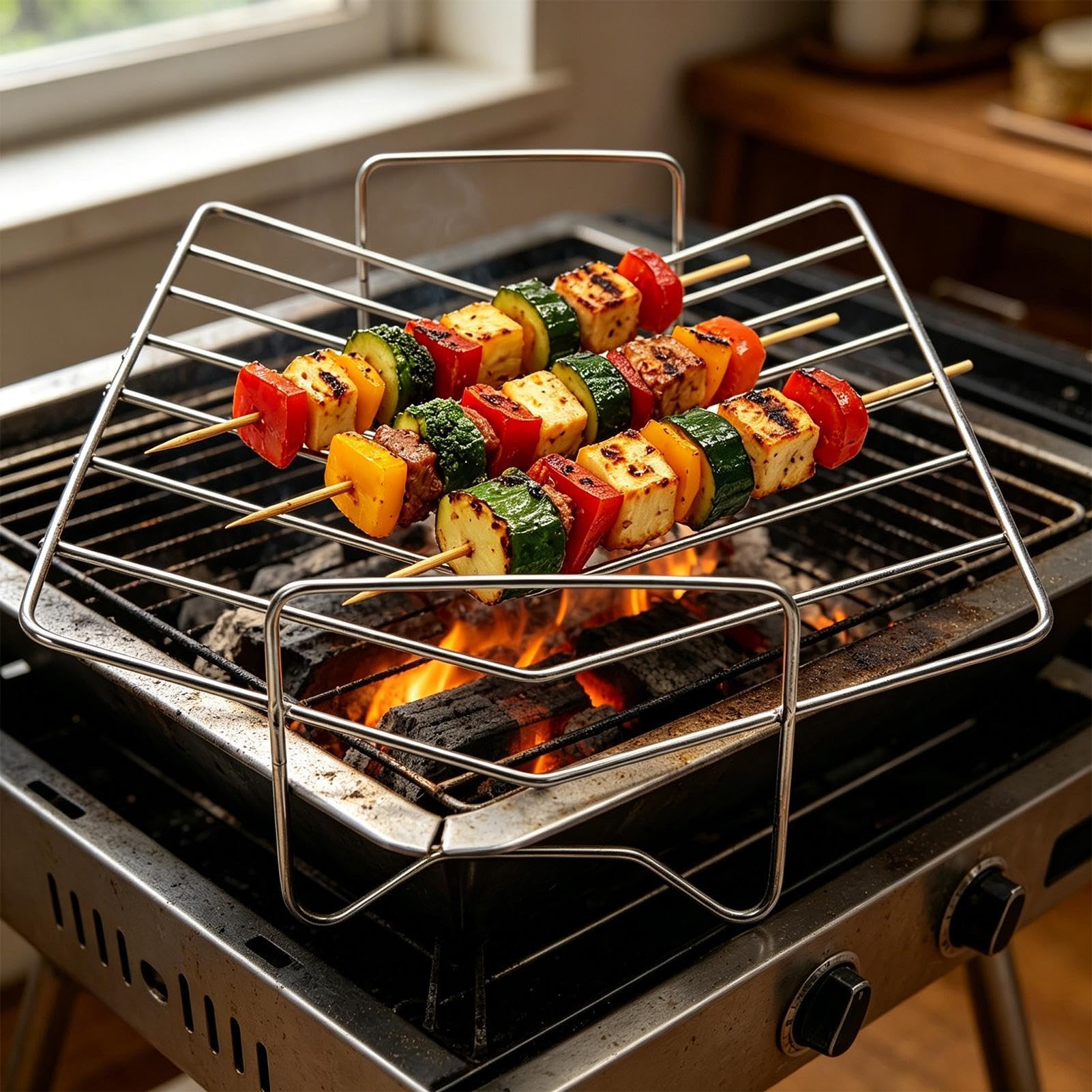 Porta Costine Strumento Da Cucina In Acciaio Inossidabile A Forma Di V | Rack In Metallo Per BBQ Per Verdure Carne Interno Esterno Barbecue BBQ Picnic Campeggio Cottura