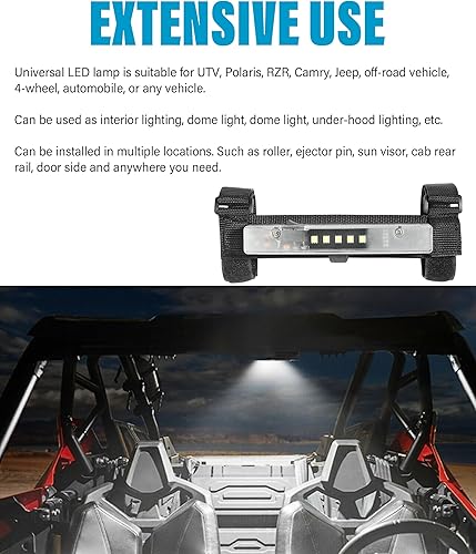 Miniatura 5 de RACOONA Luz de cúpula UTV, luz interior UTV, luz LED universal para montaje en barra enrollable, accesorios de automóvil, luz interior de cúpula