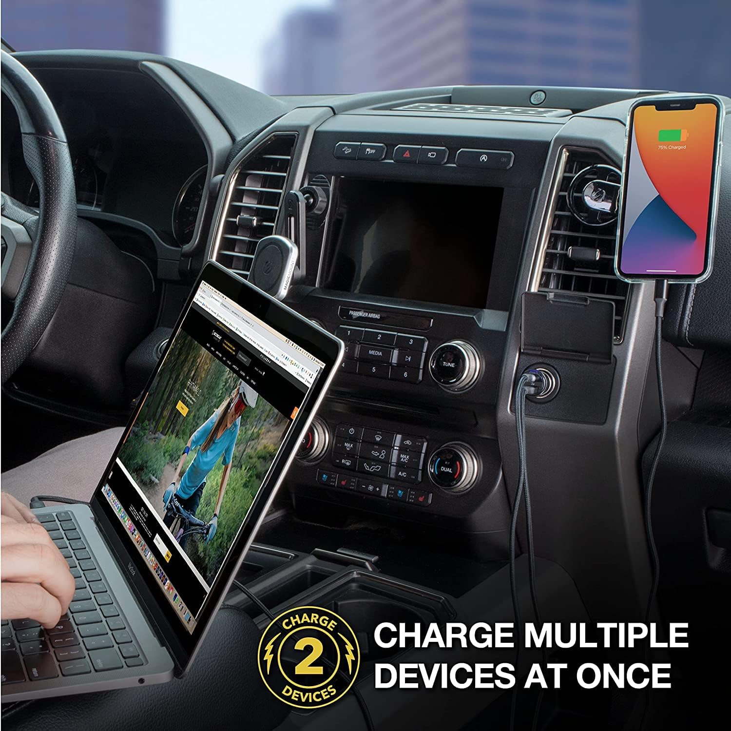 Scosche CPDCC60 PowerVolt 60W Certified Dual USB Type-C + Type-C Fast Car Charger Power Delivery 3.0 with PPS for All USB-C Devices