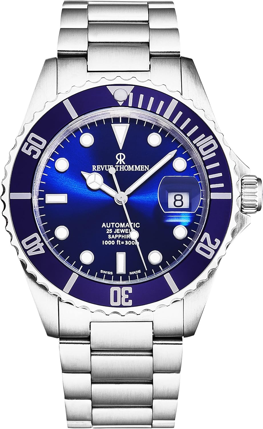 Revue Thommen Men's 'Diver' Blue Dial Stainless Steel Bracelet Swiss Automatic Watch 17571.2128