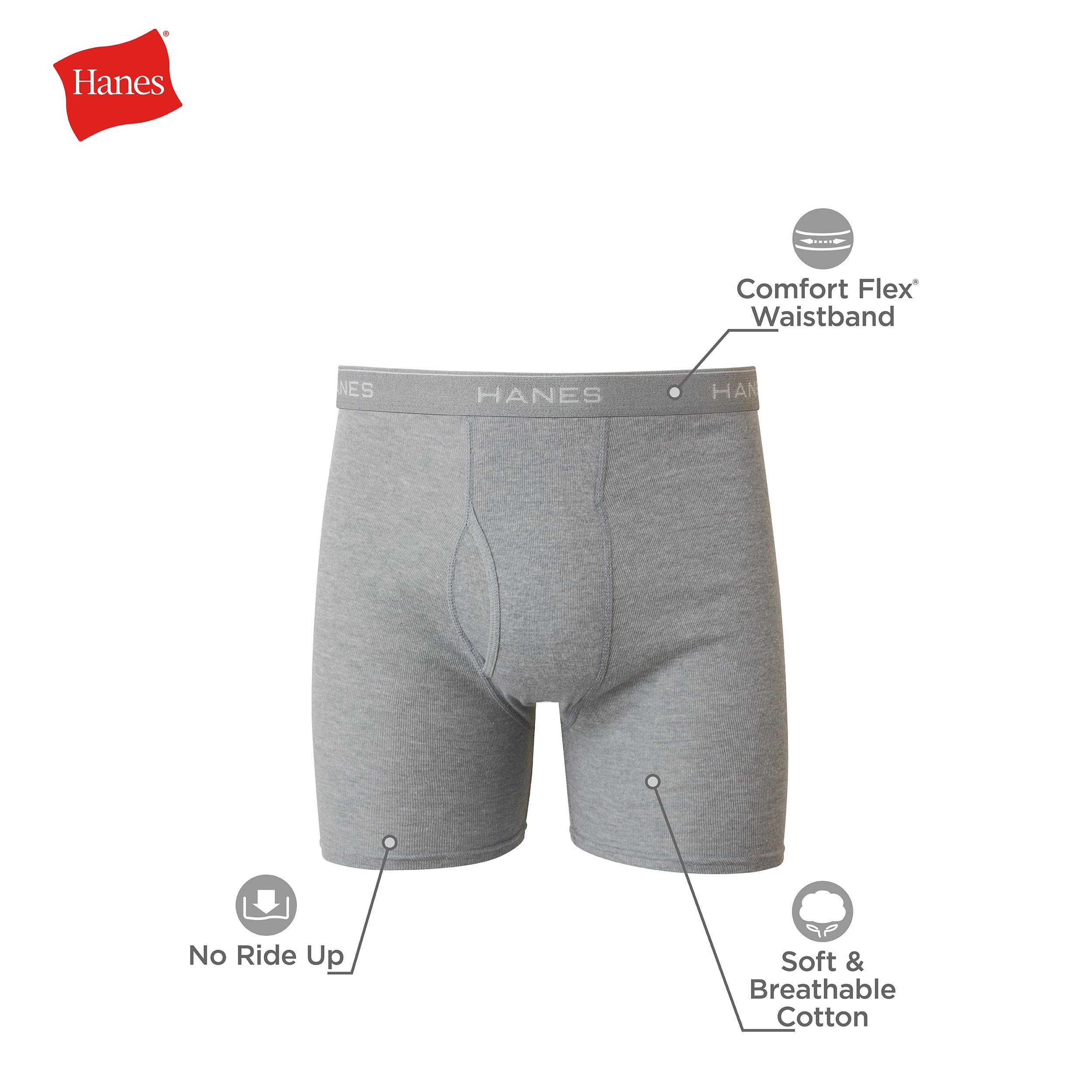 Hanes mens Underwear Boxer Briefs Pack, Cool & Breathable Cotton Moisture-wicking Underwear for Men, No Ride Up - 3