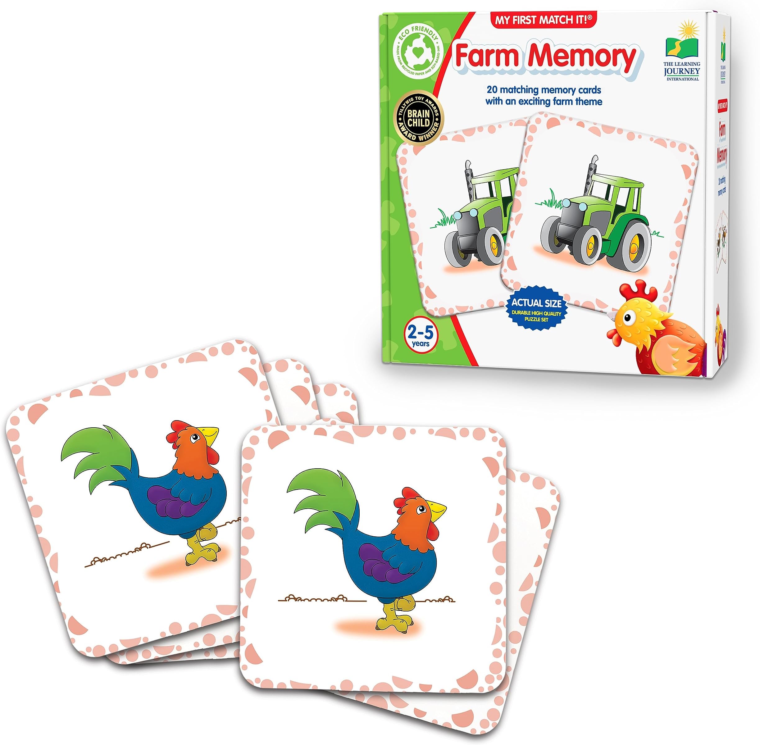 My First Memory Game - Farm Memory - 20 Card Matching Memory Game - Educational Toddler Gifts for Boys & Girls Ages 2 and Up - Award Winning Learning Toy, Multi