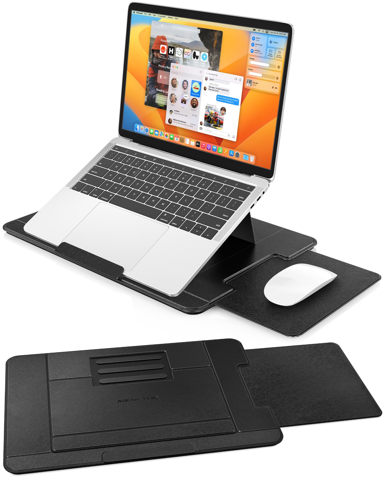AboveTEK Bureau Portable pour Ordinateur Portable avec Tapis de Souris Rétractable à Droite, Bouclier Thermique Antidérapant