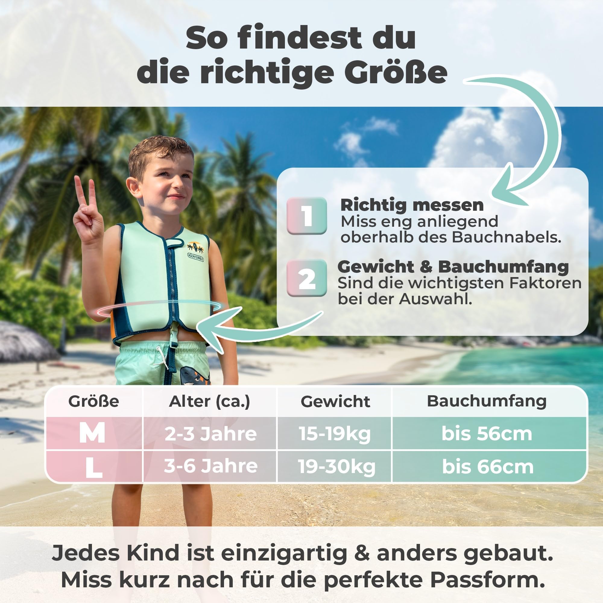 KIDVERSE Schwimmweste Kinder - Testsieger & TÜV geprüfte Schwimmhilfe für Kinder ab 2 Jahre mit verstellbarem Auftrieb - CE-Zertifiziert mit extra weichem Premium Neopren