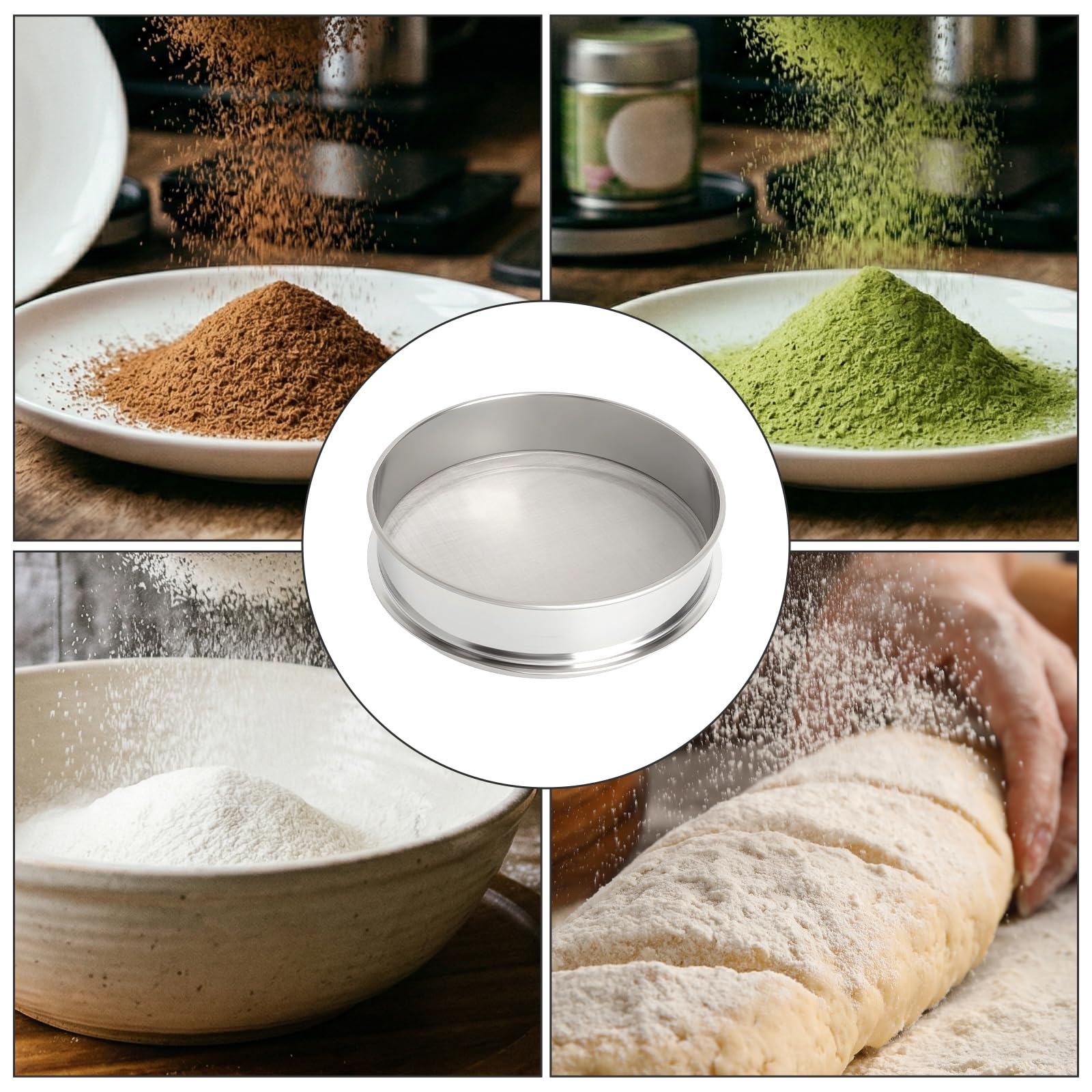 Sitko kuchenne ze stali nierdzewnej 150 z drobnymi oczkami ze stali nierdzewnej o drobnych oczkach 20 cm Ø 0,1 mm, ultra drobne drobne sitko, do mąki, sitka do mąki, cukru pudru, sosu matchy
