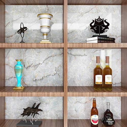 Miniatura 6 de LACHEERY Papel de contacto decorativo de mármol gris y verde, de 160 x 24 pulgadas, rollo de papel tapiz extraíble, impermeable, papel de contacto