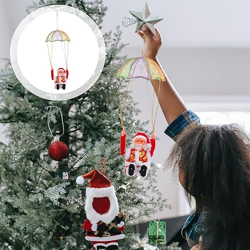 Miniatura 9 de DOITOOL Luz colgante de Papá Noel de paracaídas, decoraciones de Navidad, adorno colgante de árbol de Navidad, luces LED de Papá Noel para valla de