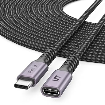 USB C Extension Cable 20ft, Upgraded USBC Extender 100W Charging 4K@60Hz Display 5 Gbps Data Transfer Male to Female Braided Cord for Laptop Tablet Mobile Phone and More Type C Device