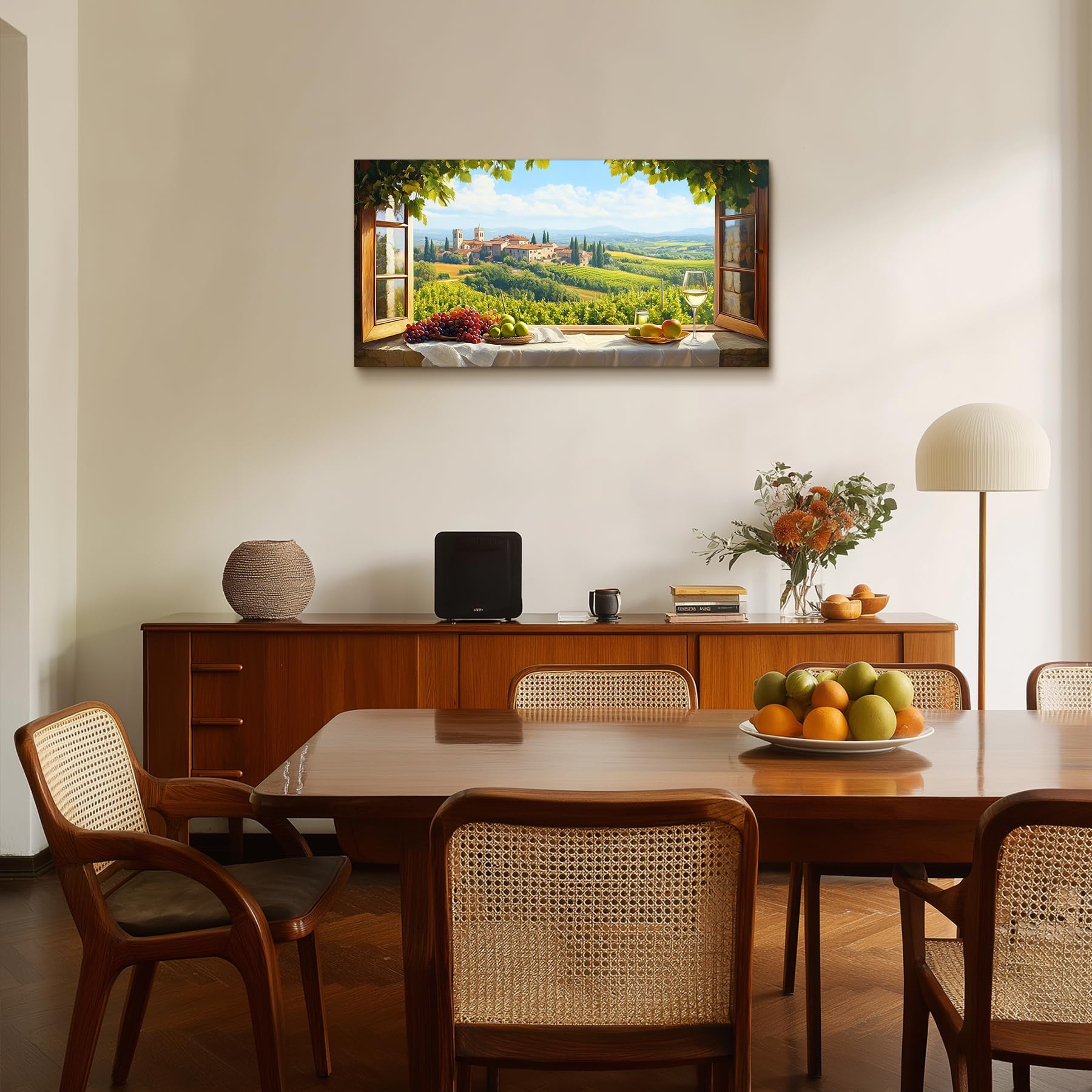 MHARTK66 Artística Montaña Paisajes Cuadros Decoracion Moderno 50x100 cm | vista de ventana, hd nítida, lienzo tensado a mano, ganchos metálicos, fácil de limpiar y colgar, apta para varios espacios.