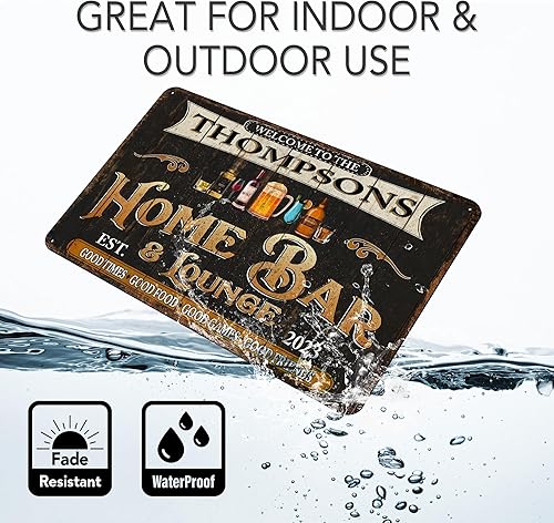 Miniatura 5 de Letrero de barra personalizado, accesorios rústicos personalizados para bar de salón y sótano, letrero de metal 108122002198