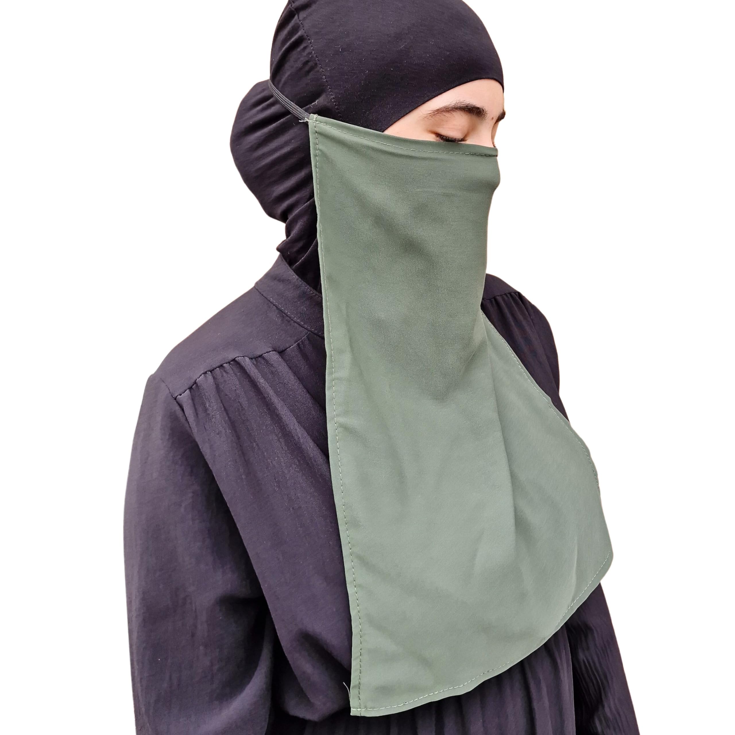 Yaqeen Women's Khaki Niqab Face Veil Jilbab Abaya Khimar Headscarf One Piece Islamic Scarf Ideal Madrassa Mosque Ramadan Eid Wedding Everyday (Khaki)