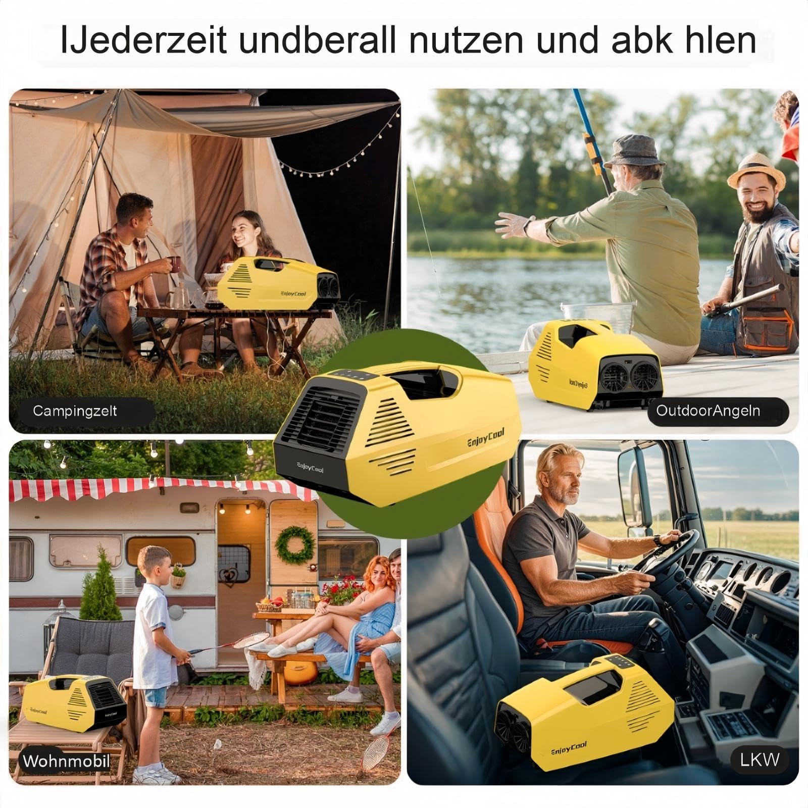 Tragbare Klimaanlage, 2380 BTU Kühlung Wohnmobil Klimagerät mit 240W, 4 Betriebsmodi,Mobile Klimaanlage für Sommer Outdoor Camping, Zelt, Garten, 
