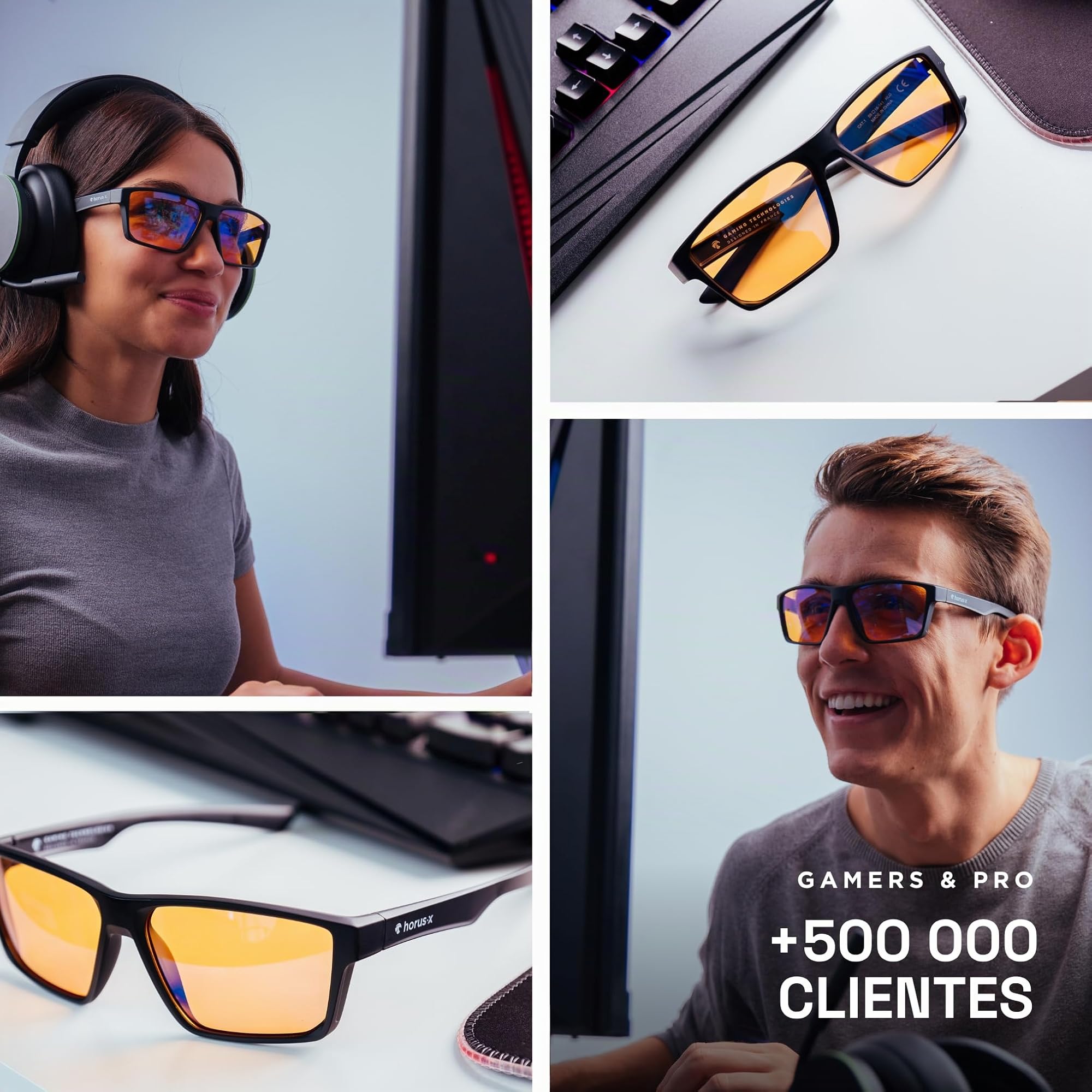 Horus X • Gafas Luz Azul Hombre Mujer | Gafas para Ordenador Pantalla | Gafas Bloqueo Luz Azul Anti Fatiga Visual | Lentes Gaming V3