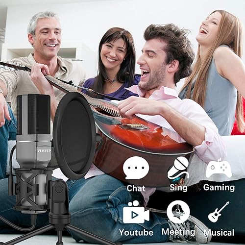 Miniatura 5 de VIMVIP Micrófono USB, micrófono para computadora, micrófono USB para PC, computadora de escritorio, portátil, micrófono de condensador para grabar