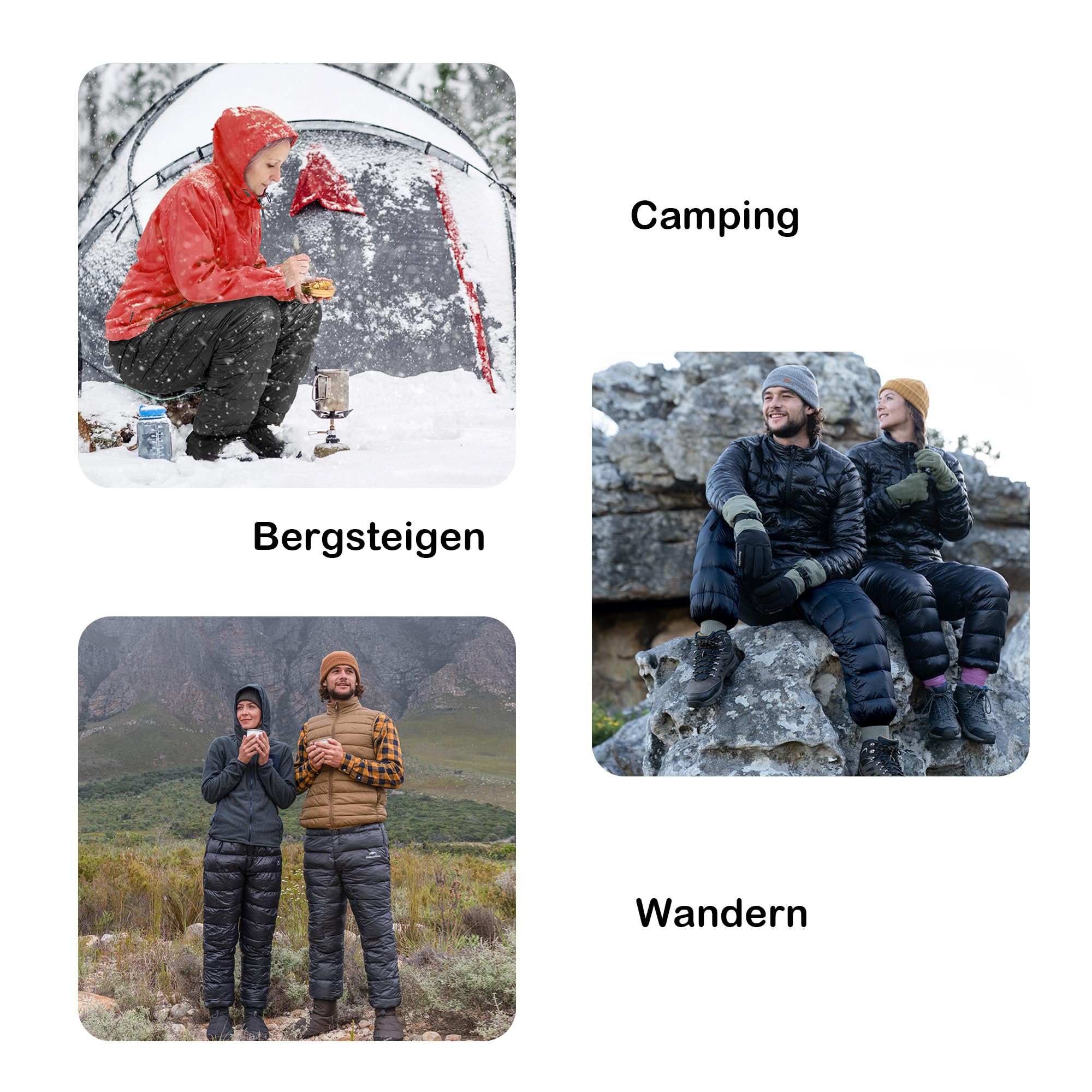 Naturehike Ultraleichte Daunenhose, Gefüllt 90% 750 FPweißer Entenflaum, Geruchs- und fremdstofffrei,Wasserdicht und Winddicht Schneehose, Thermohose Winter für Camping, Bergsteigen