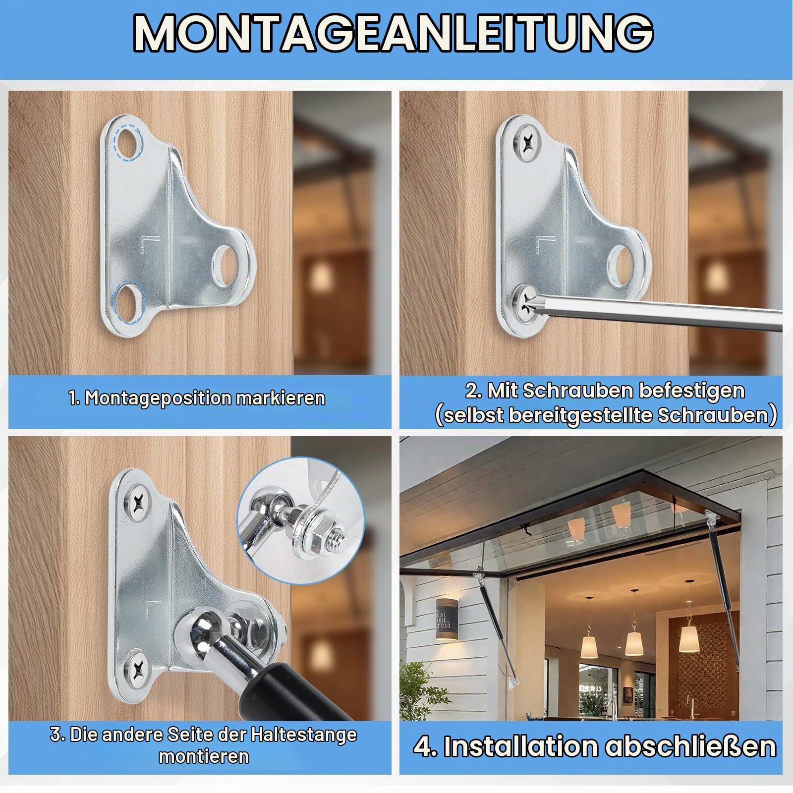 2 Stück Gasdruckfeder, Universal Schwerlast L-Typ Gasfeder Hydraulische Gasdruckdämpfer, Struts Shocks für Schwere Schranktüren, Kastendeckel, Anhänger Falltür (50cm 450N)