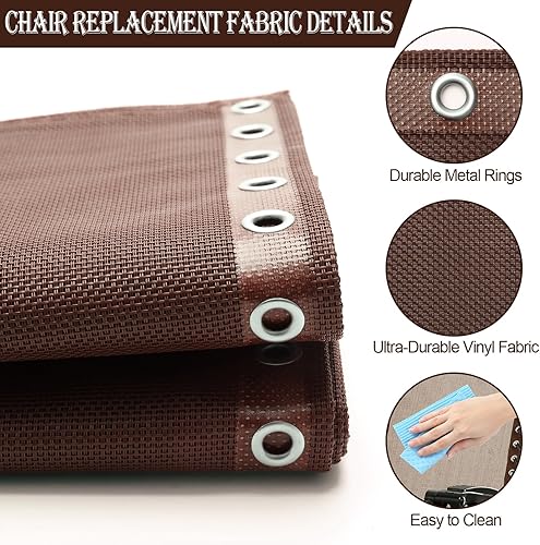 Miniatura 4 de Tela de repuesto de silla de gravedad cero de 21 pulgadas de ancho, sillas reclinables de gravedad para patio, paño de reparación con 4 cordones