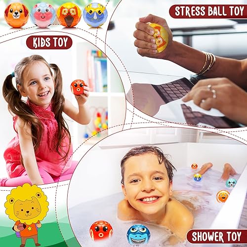 Miniatura 2 de 24 bolas de estrés de animales del zoológico de 248 pulgadas lindos animales de delfín tiburón perro pelotas de estrés dedo de mano muñeca de