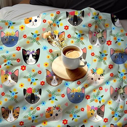 Miniatura 3 de Manta de franela con diseño de gato para amantes de los gatos, ultra suave, acogedora y cálida, para niñas, mujeres, hombres, niños y adultos, 50 x