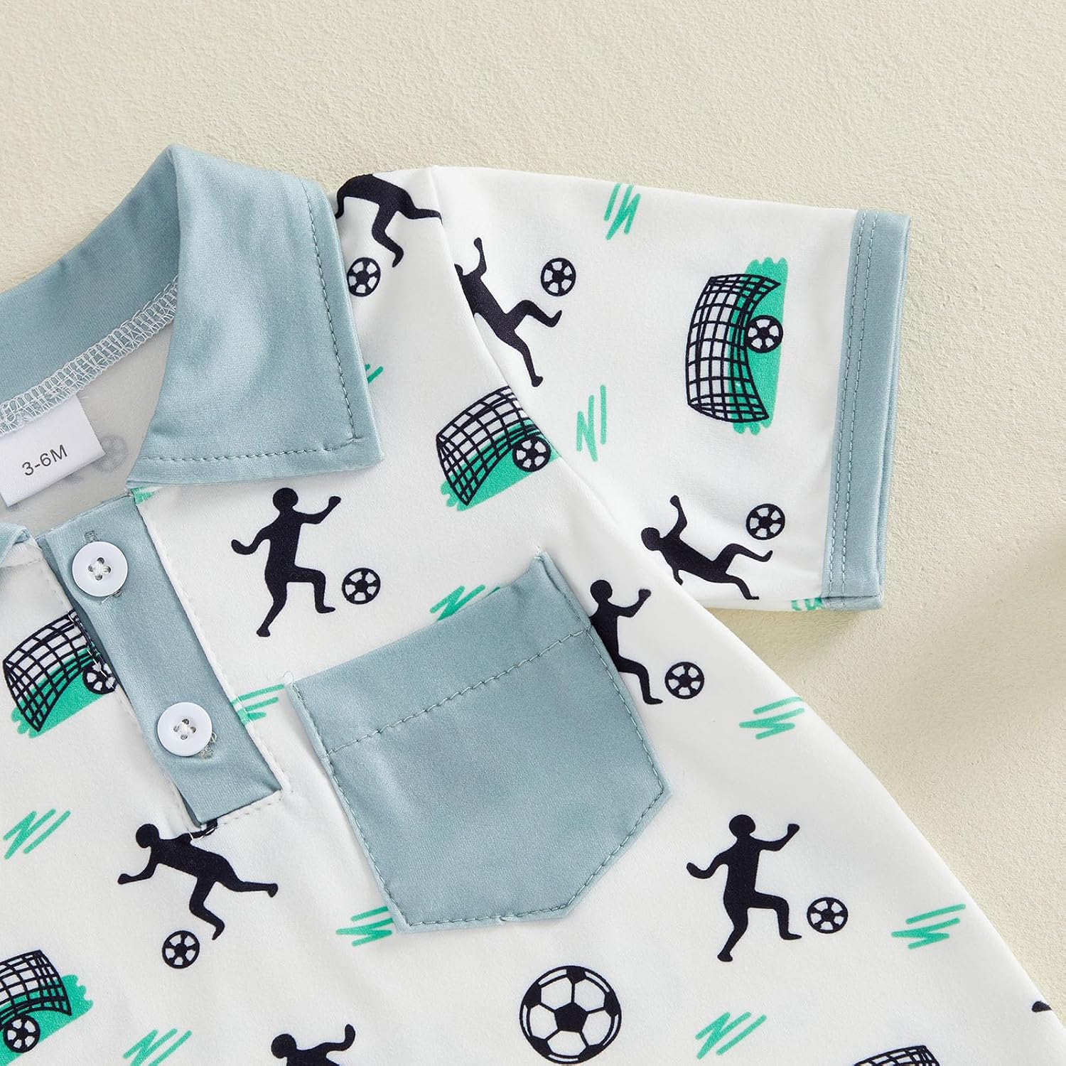 Sasaerucure Newborn Infant Baby Boy Soccer Outfit Short Sleeve Button Down Onesie One Piece Summer Romper Clothes