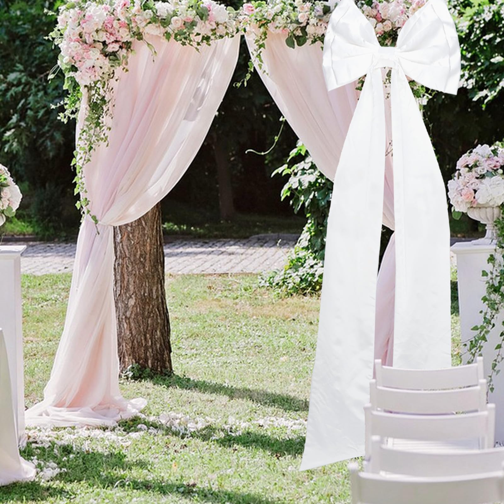 NICENEEDED 70" Décoration de Nœud Géant Décoration de Chambre à Thème avec Un Très Gros Nœud en Satin Nœuds Décoratifs Suspendus pour Voiture de Mariage pour Un Enterrement