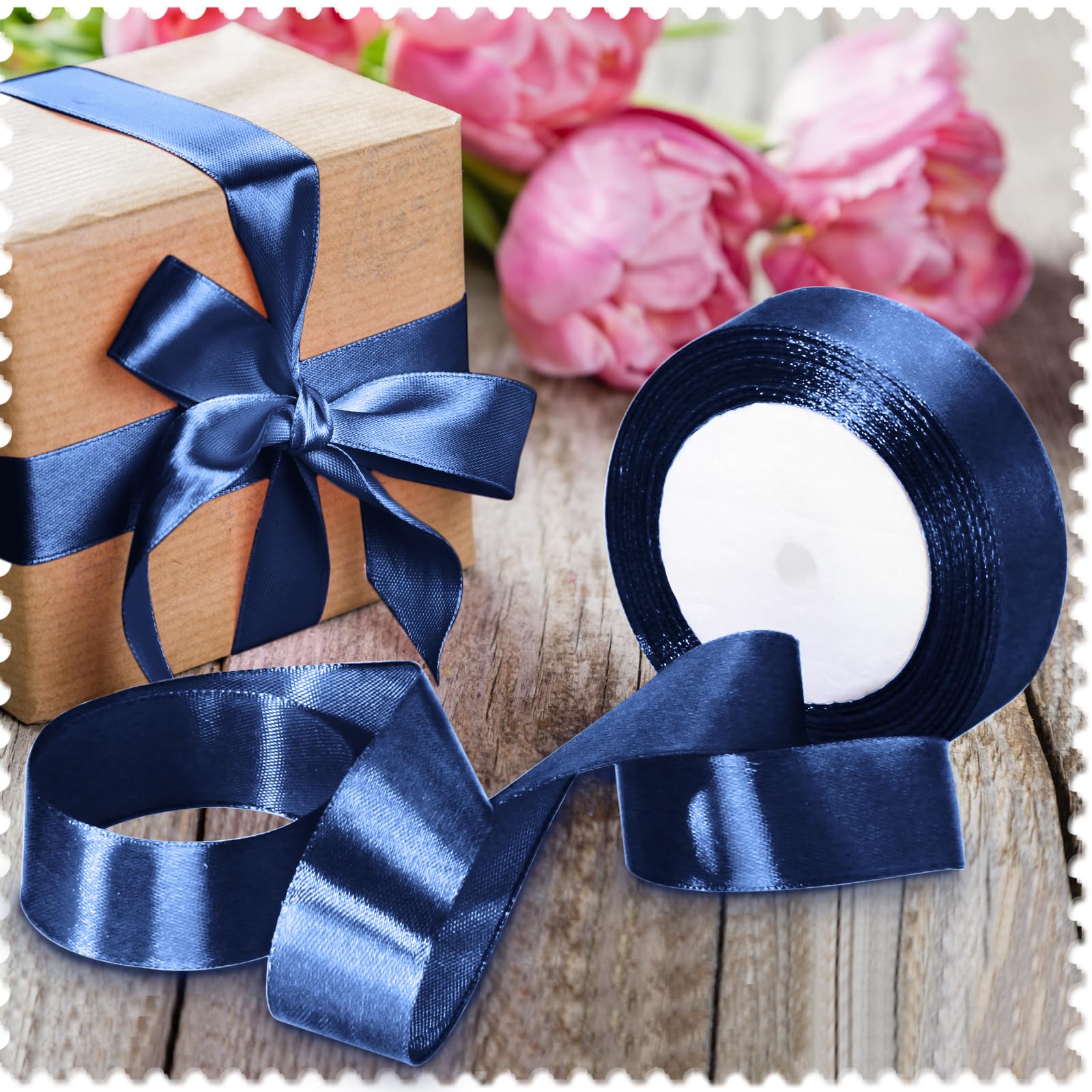 Snapklik.com : 1 Inch Navy Blue Satin Ribbon, 25 Yards Solid Color ...