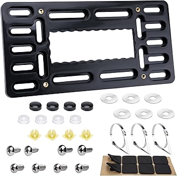 License Plate Bracket Holder, Front License Plate Bracket, No Drill Front Plate Mount, Licenses Plates Brackets Bumper, Car Frame Mount Adapter with Stainless Steel Screw Cap, Cable Ties