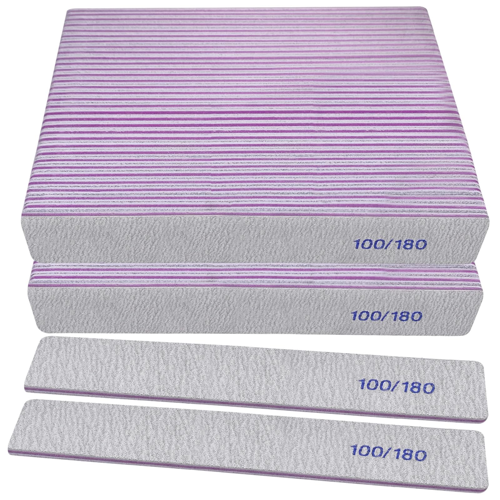 Nail Files (50 Pack), 100/180 Grit Emery Boards Nail File for Natural Nails and Acrylic Nails, Double Sided Emory Boards limas para unas acrilicas