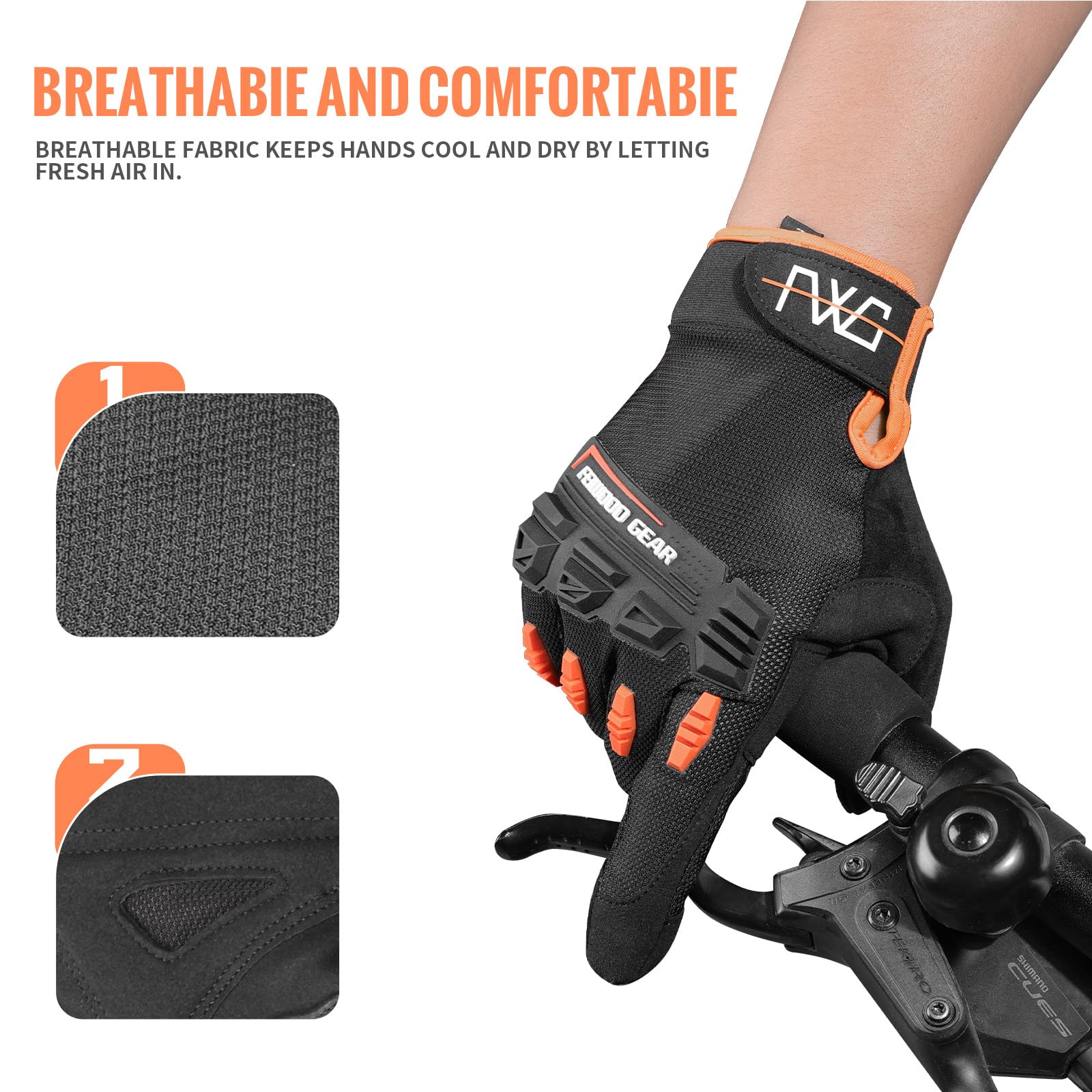 Guantes de ciclismo para hombre/mujer, guantes de bicicleta con dedos completos, antideslizantes, amortiguadores, acolchados, MTB/guantes de ciclismo de carretera