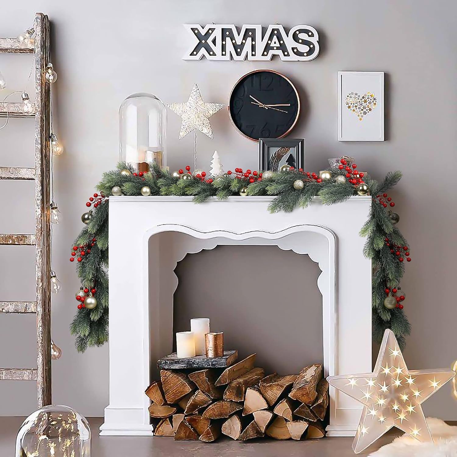 6Ft Christmas Pine Garland, Christmas Greenery Garlands Realistic Cedar Artificial Cypress Garland for Holiday Mantel Fireplace Table Centerpiece Decor - Image 2