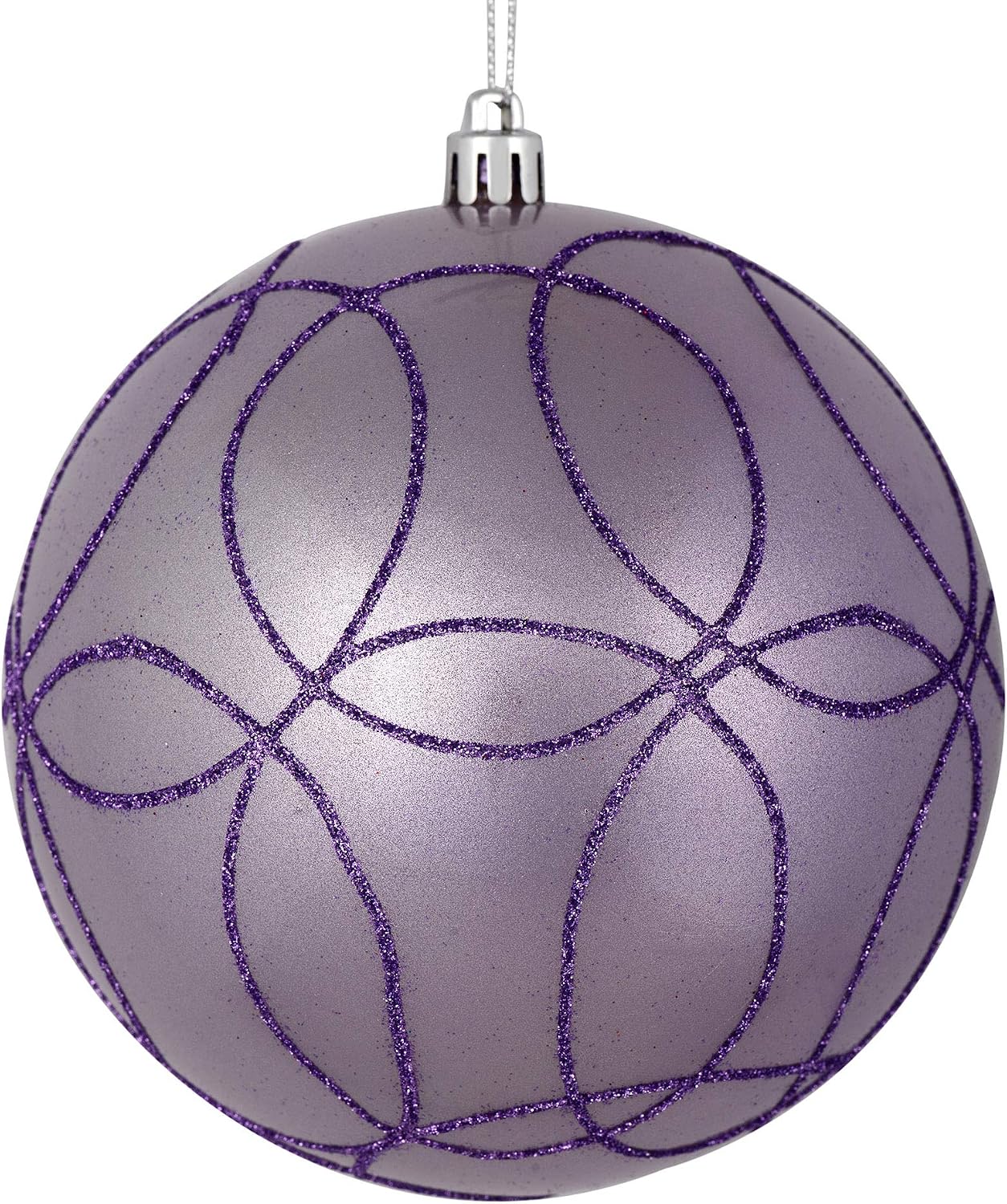 Vickerman 6" Pink Candy Ornament with Circle Glitter Pattern. Includes 3 Ornaments per Bag.
