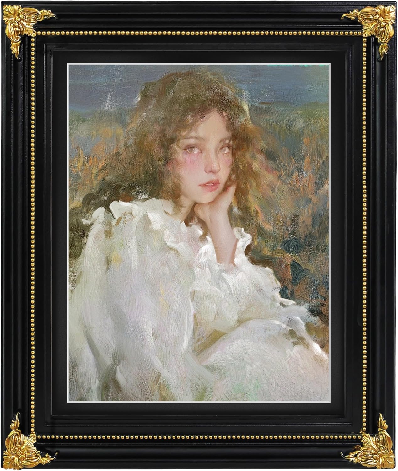 8.5x11 Picture Frame Matted to 8x10 Photo, Black Gothic Frame for 8.5 by 11 Certificates Documents Awards, Vintage Style Gallery Wall Desk Décor 8.5x11 Black & Gold